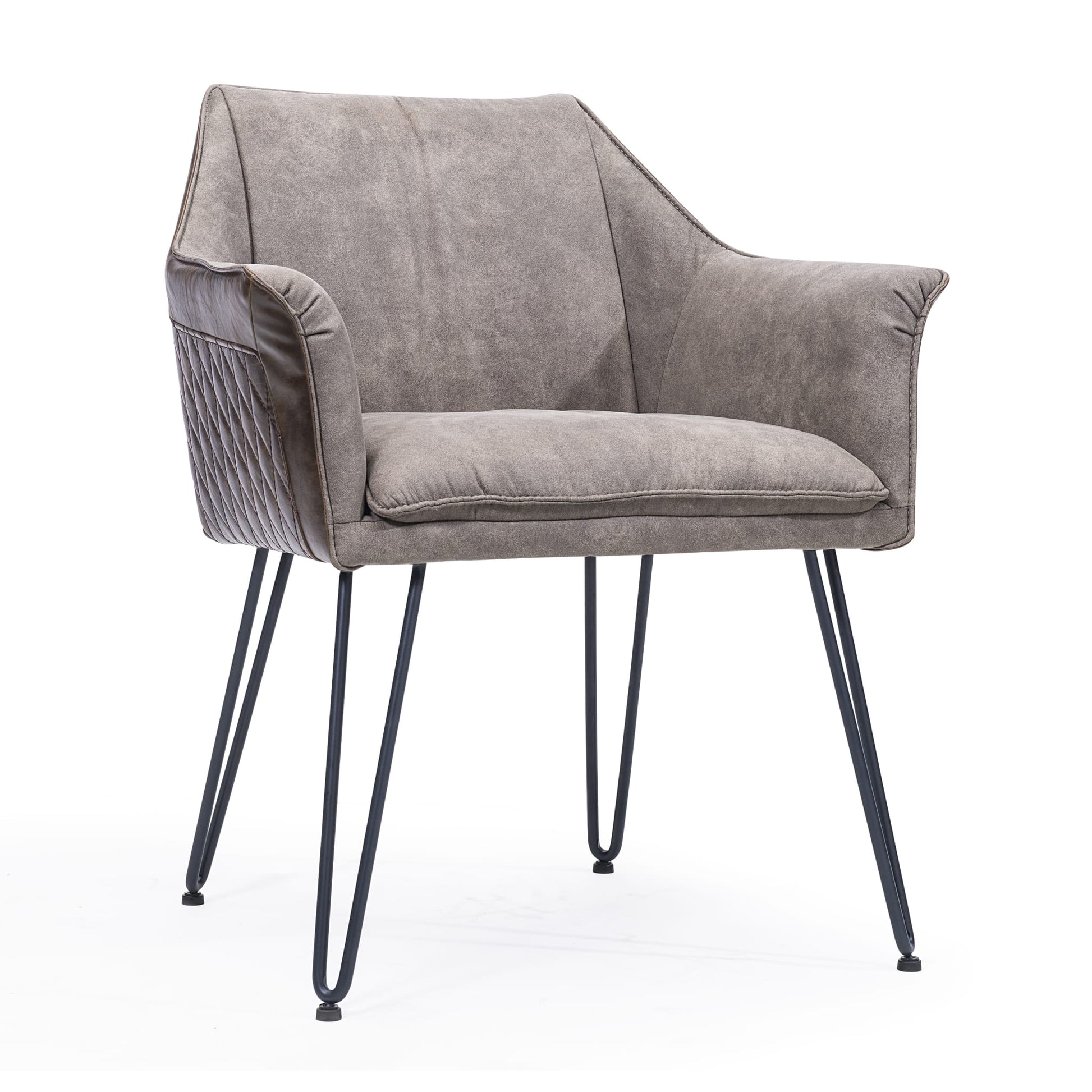 Modus Alabaster Hairpin Leg Arm Chair in Gray and Rustic BrownImage 1
