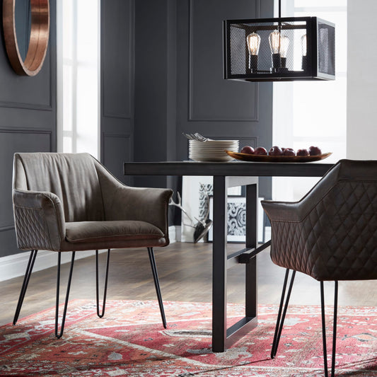 Modus Alabaster Hairpin Leg Arm Chair in Gray and Rustic BrownMain Image