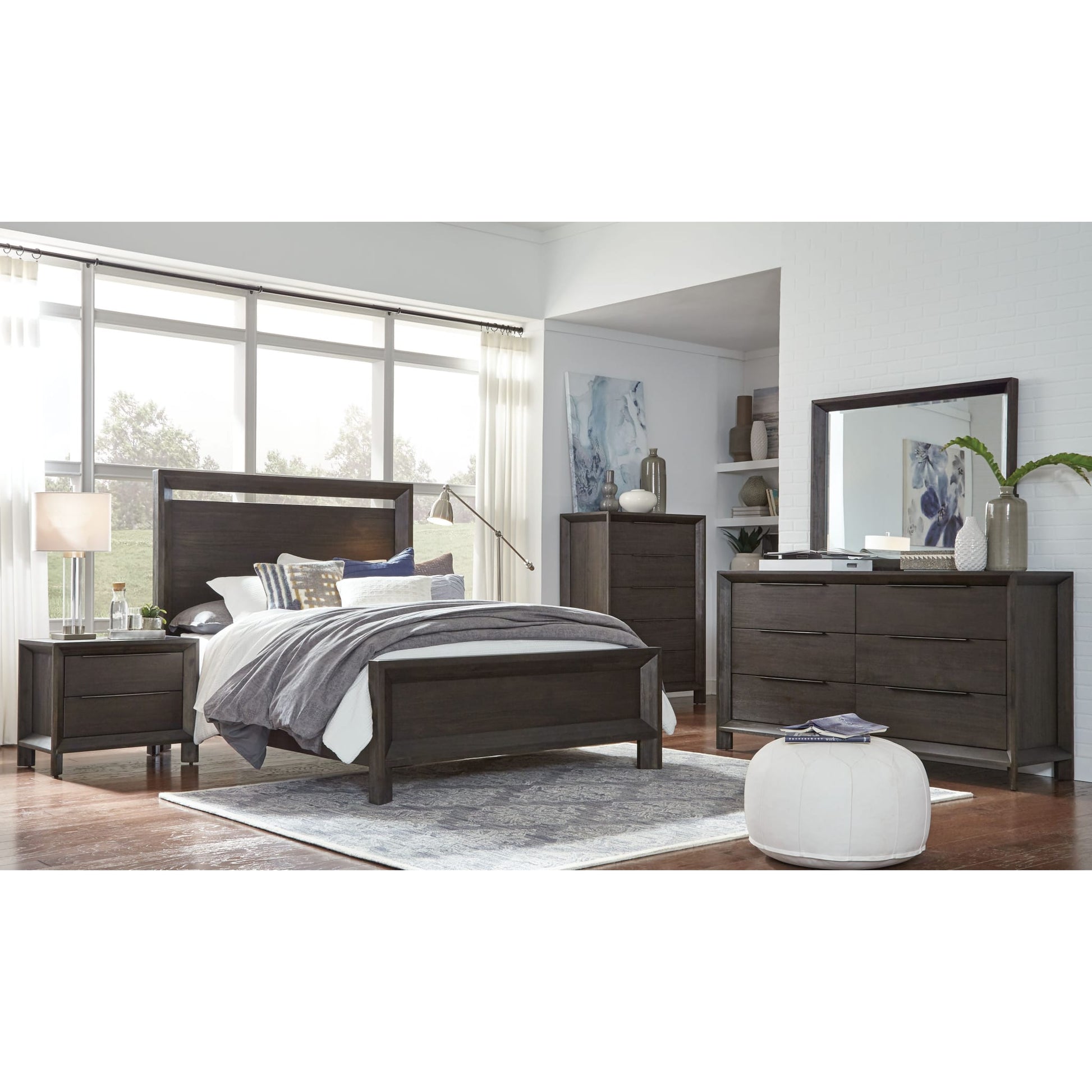 Modus Chloe Wood Panel Bed in Basalt GreyImage 1
