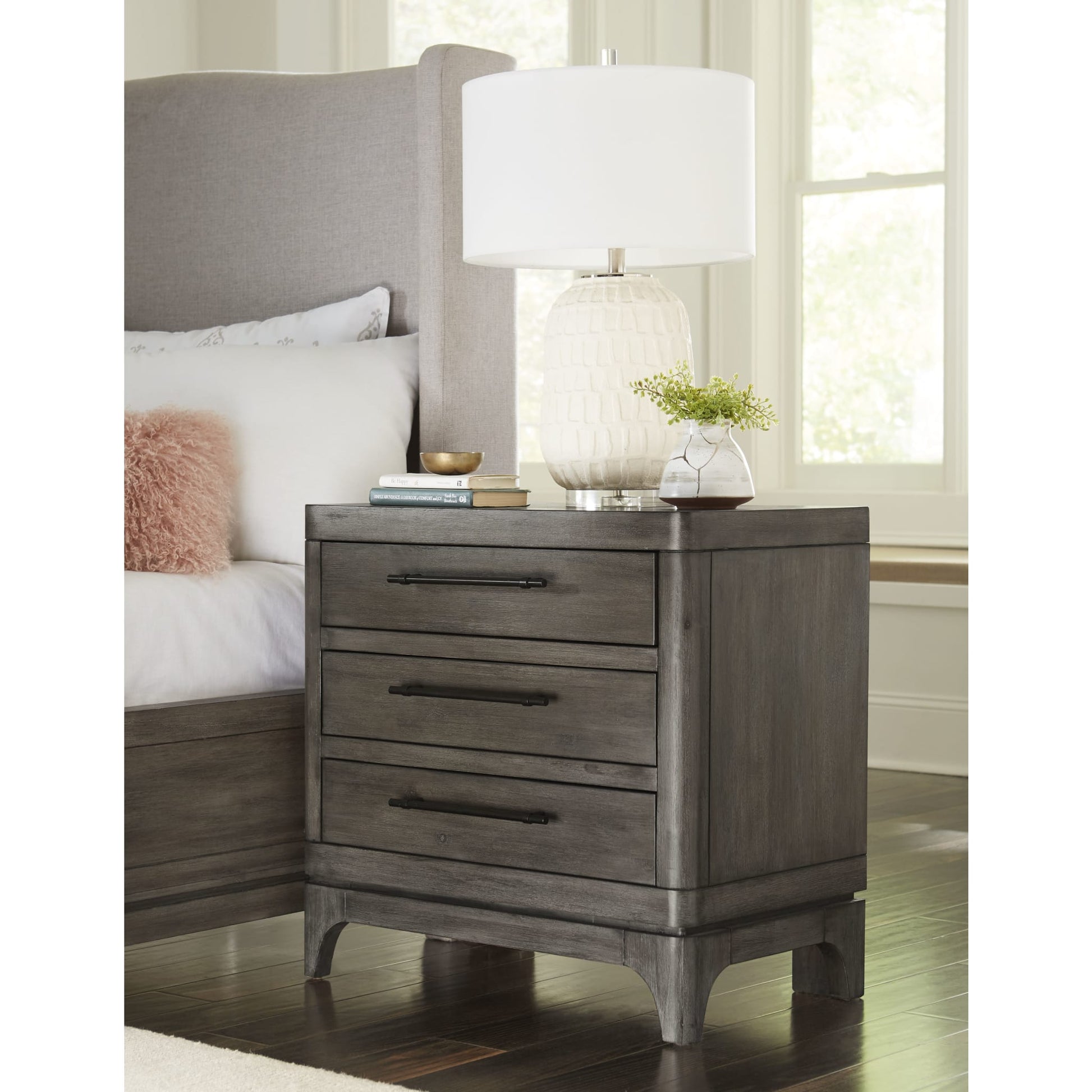 Modus Cicero Three-Drawer Nightstand in Slate GreyMain Image