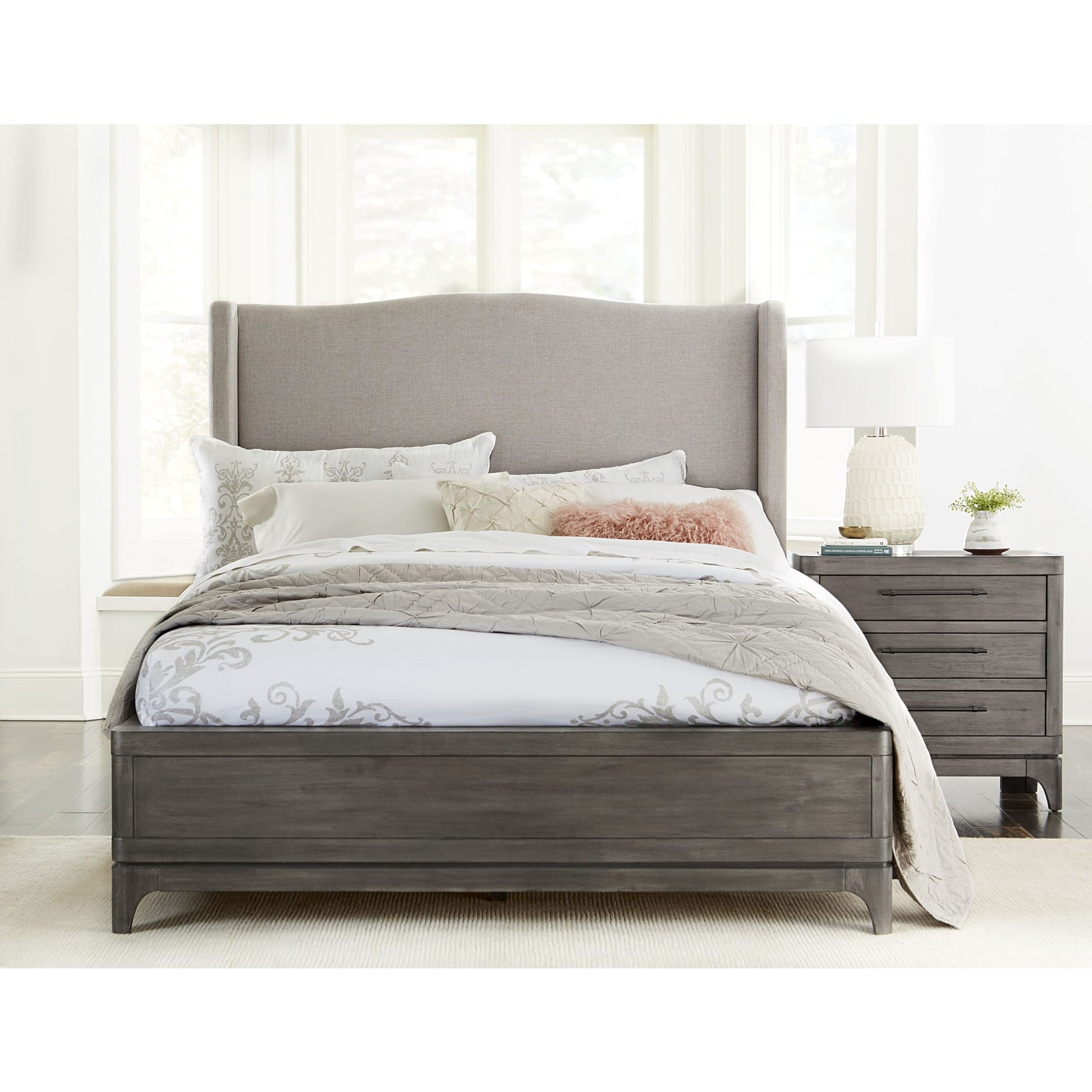 Modus Cicero Upholstered Wingback Bed in Slate GreyImage 2
