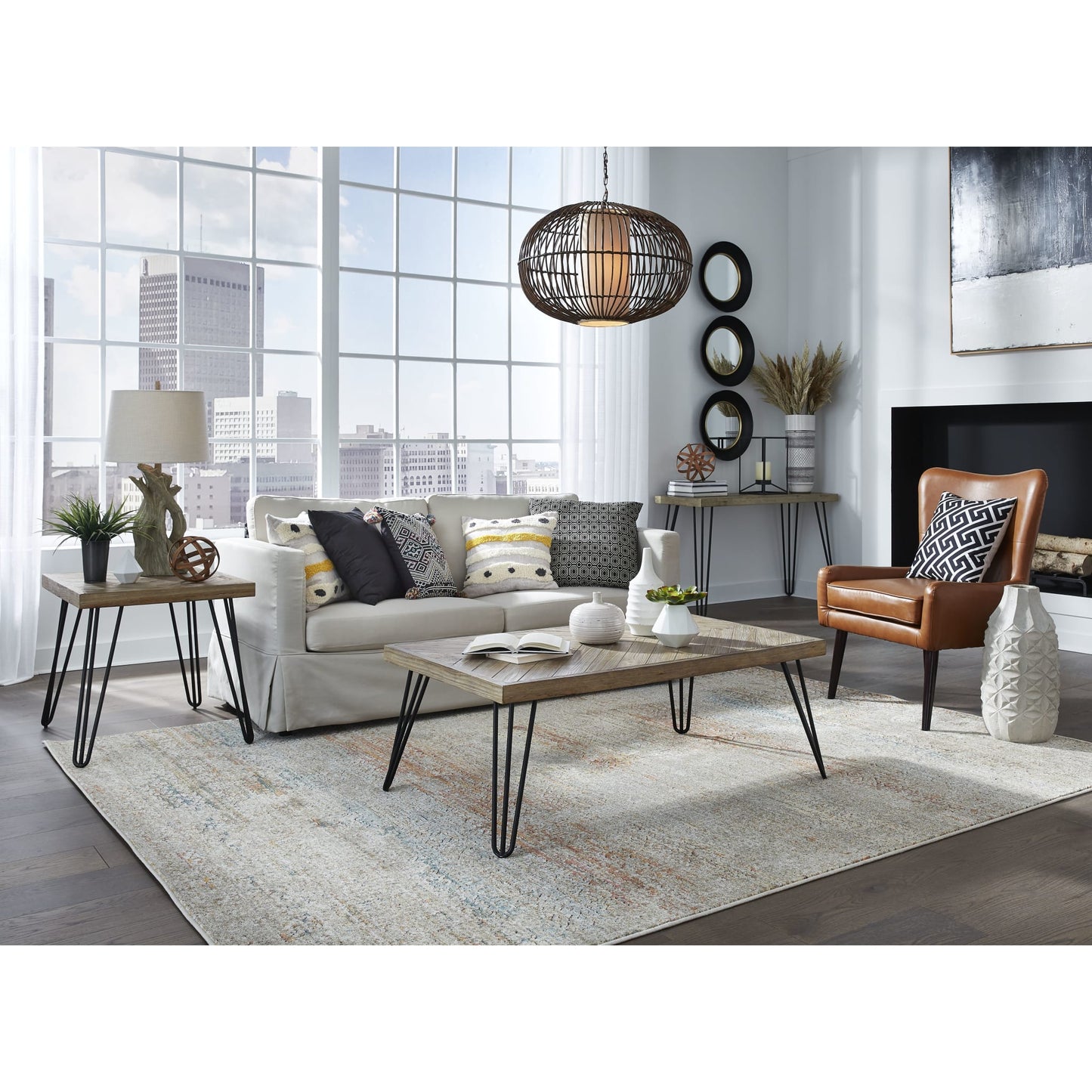 Modus Everson Solid Fir End Table in Sand DollarImage 1