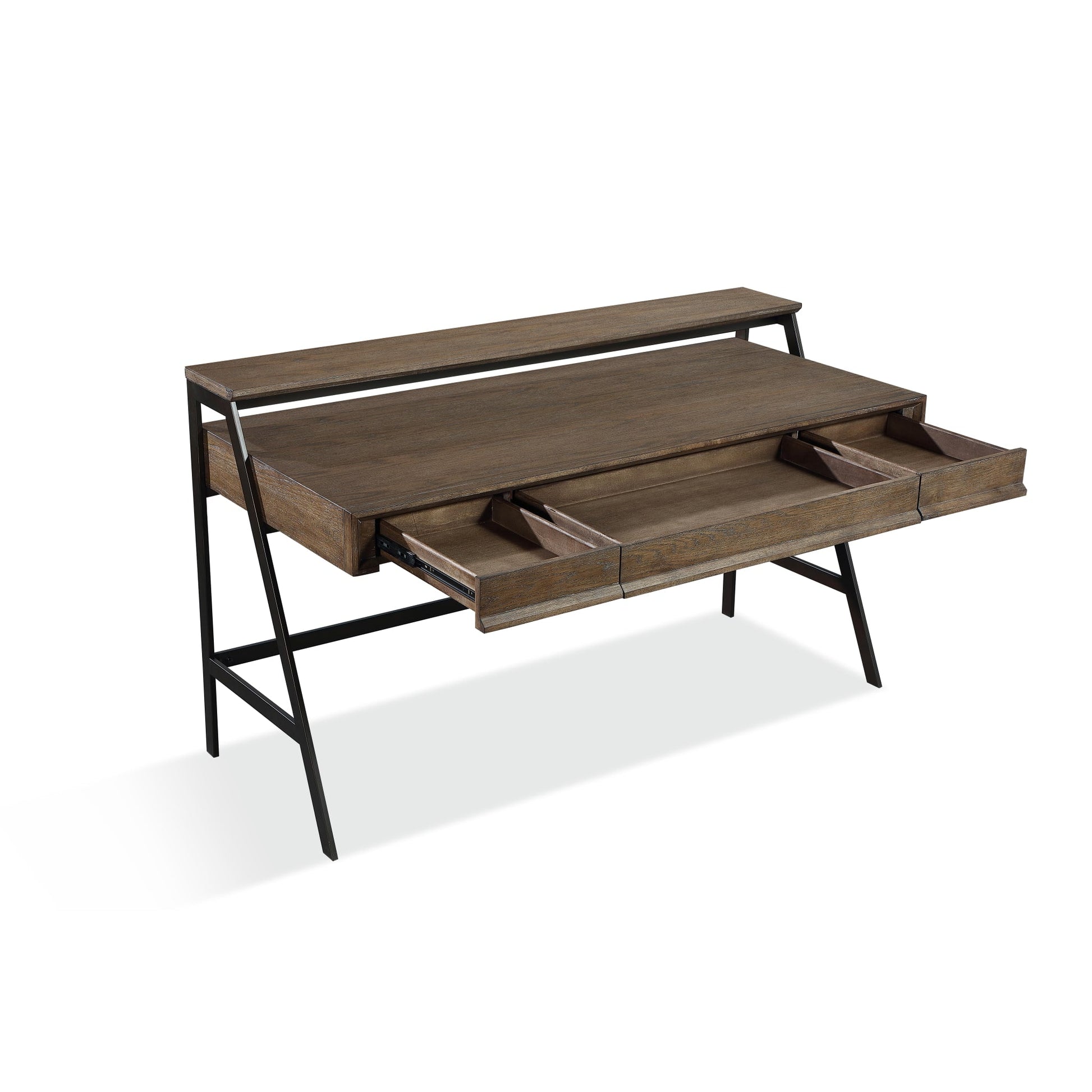Modus Finch Wood and Metal Secretary Desk in Buckwheat and Antique BronzeImage 5