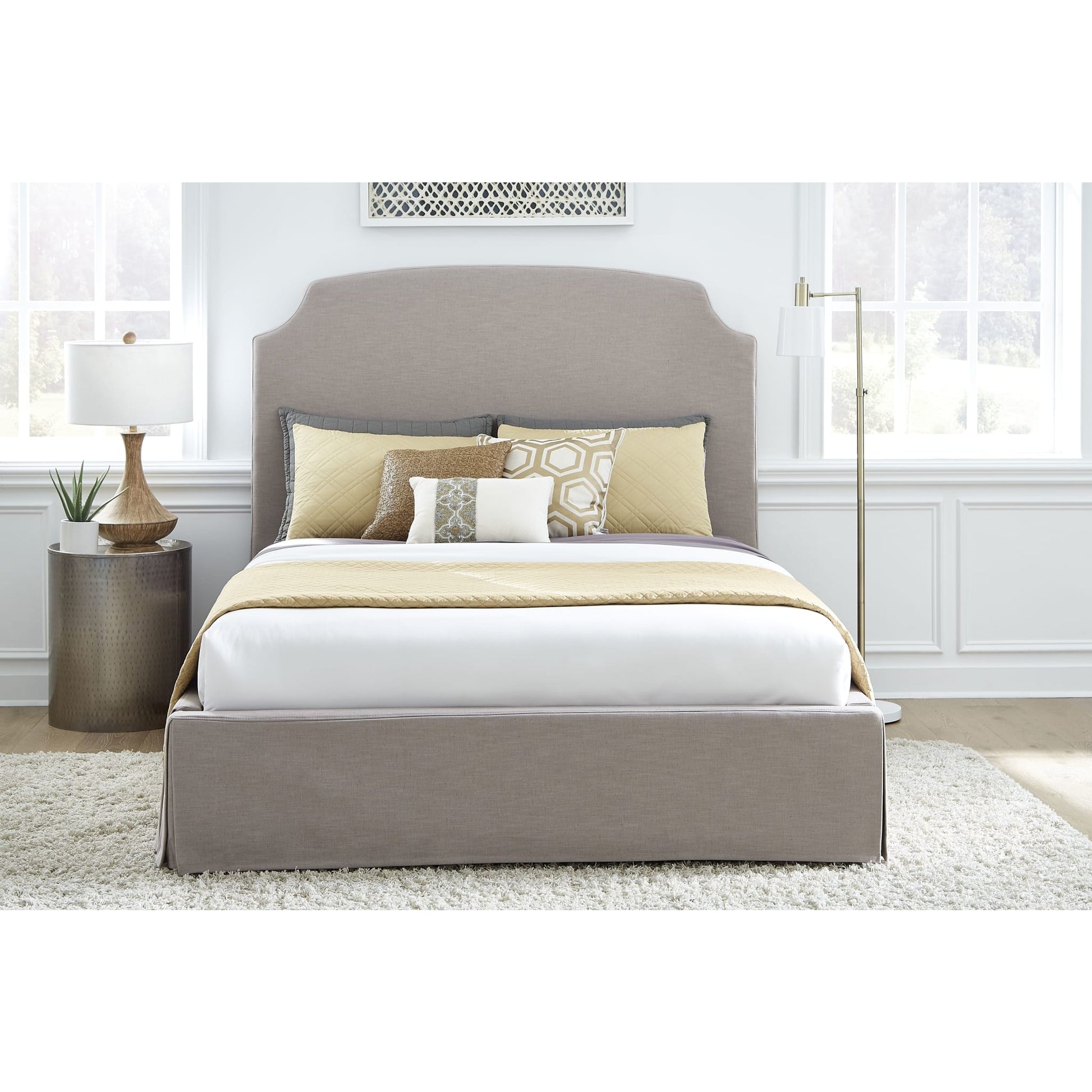 Modus Laurel UpholsteredSkirted Storage Panel Bed in WheatMain Image