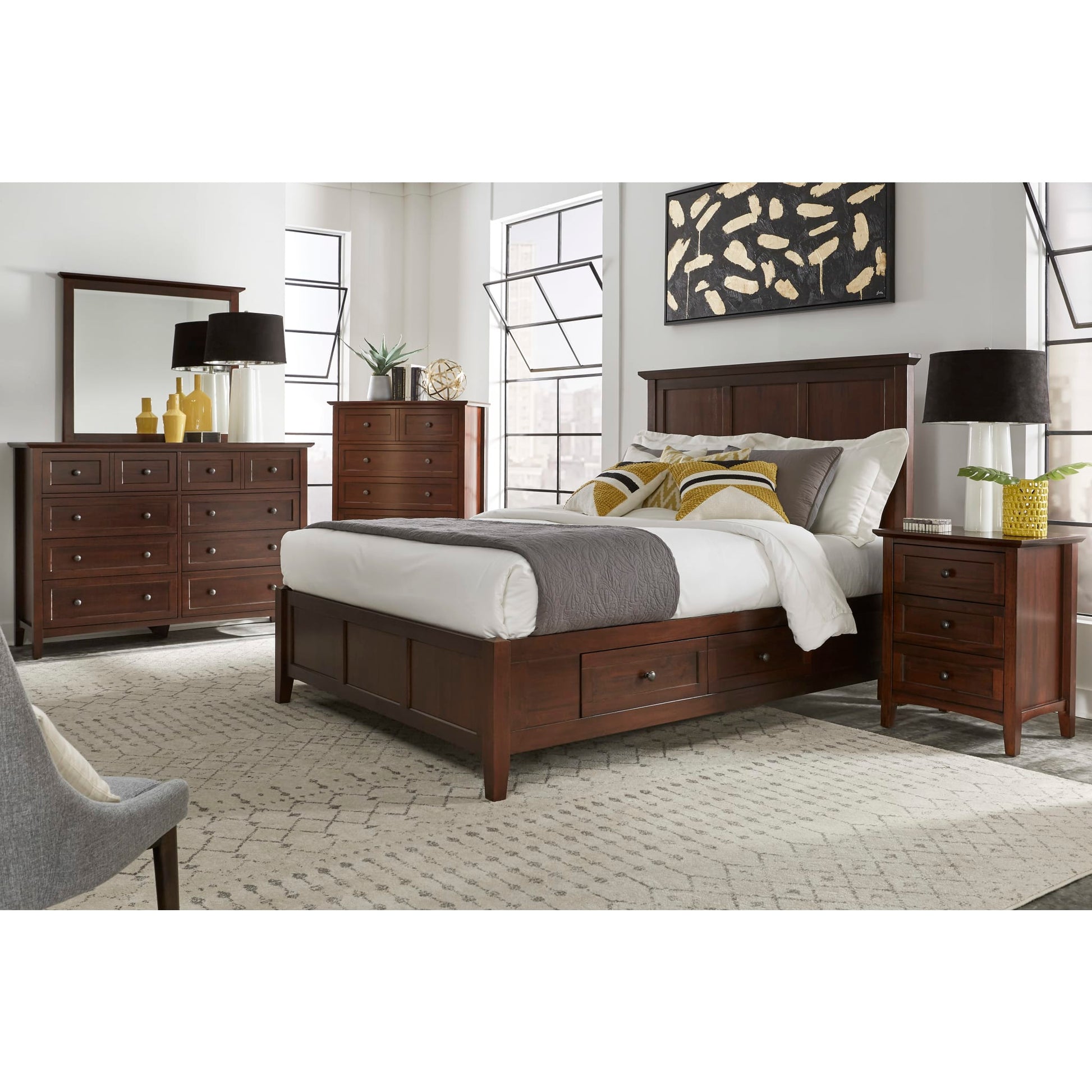 Modus Paragon Four Drawer Wood Storage Bed in TruffleImage 1