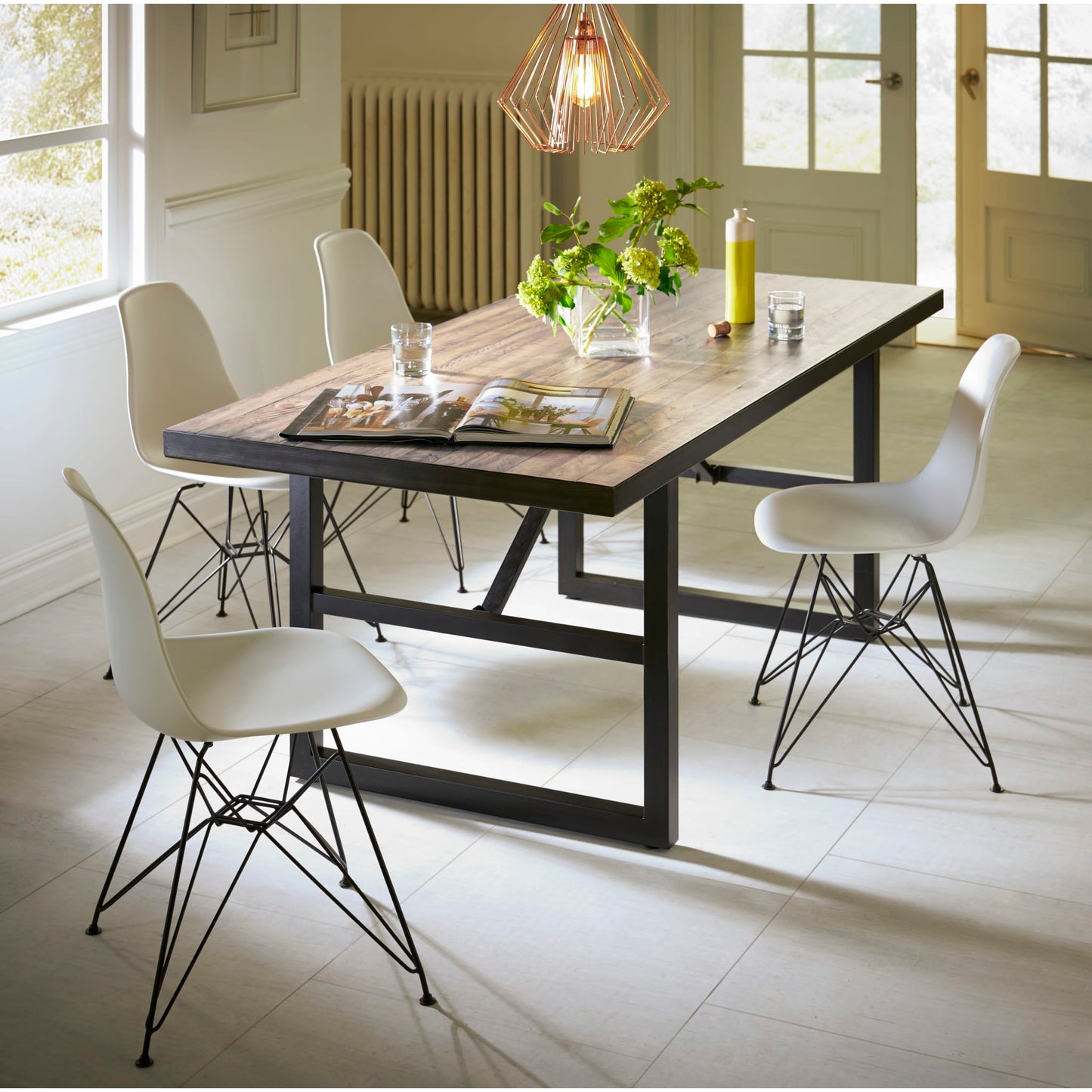 Modus Rostock Molded Plastic Wire Base Dining Chair in WhiteImage 4