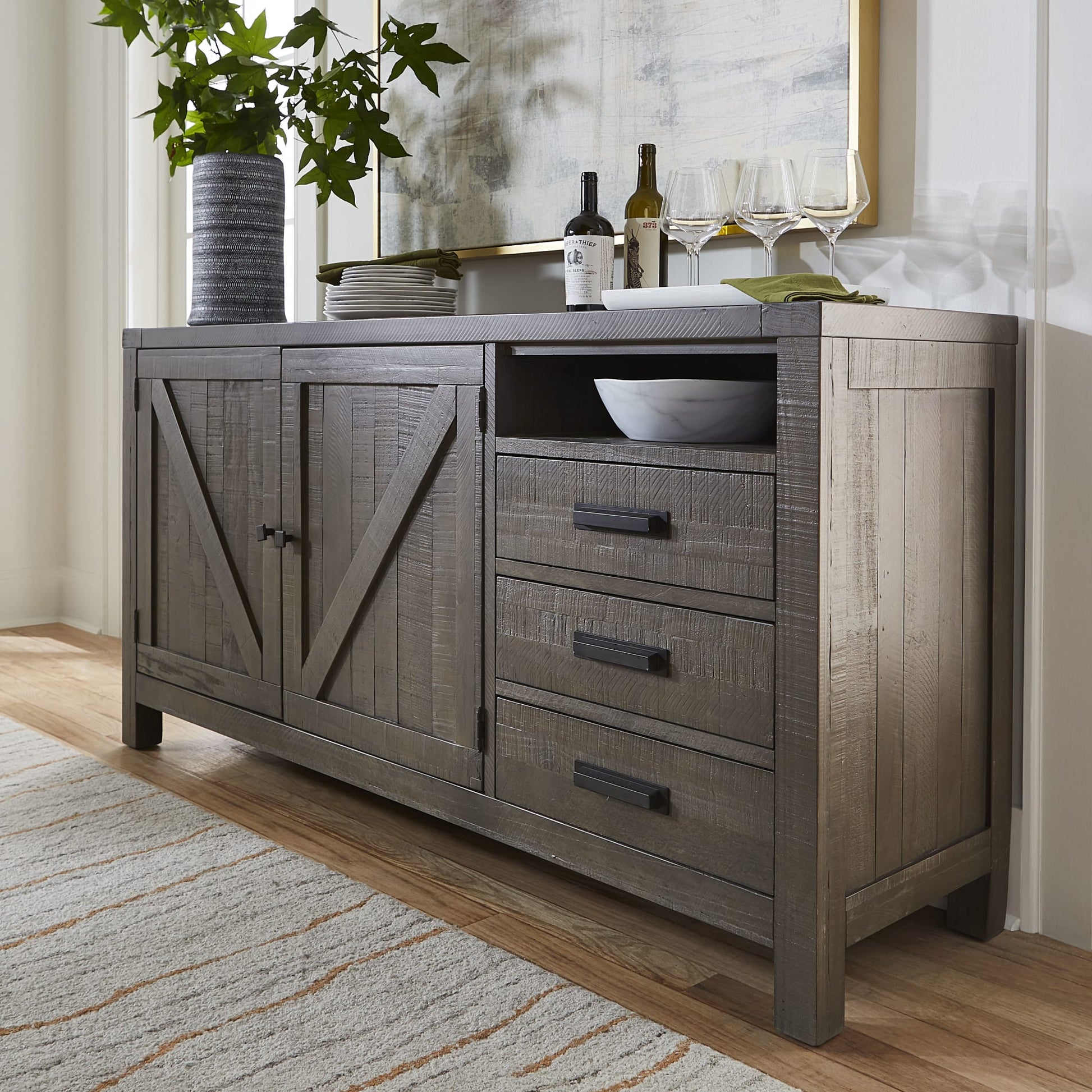 Modus Taryn Three-Drawer Sideboard in Rustic GreyMain Image