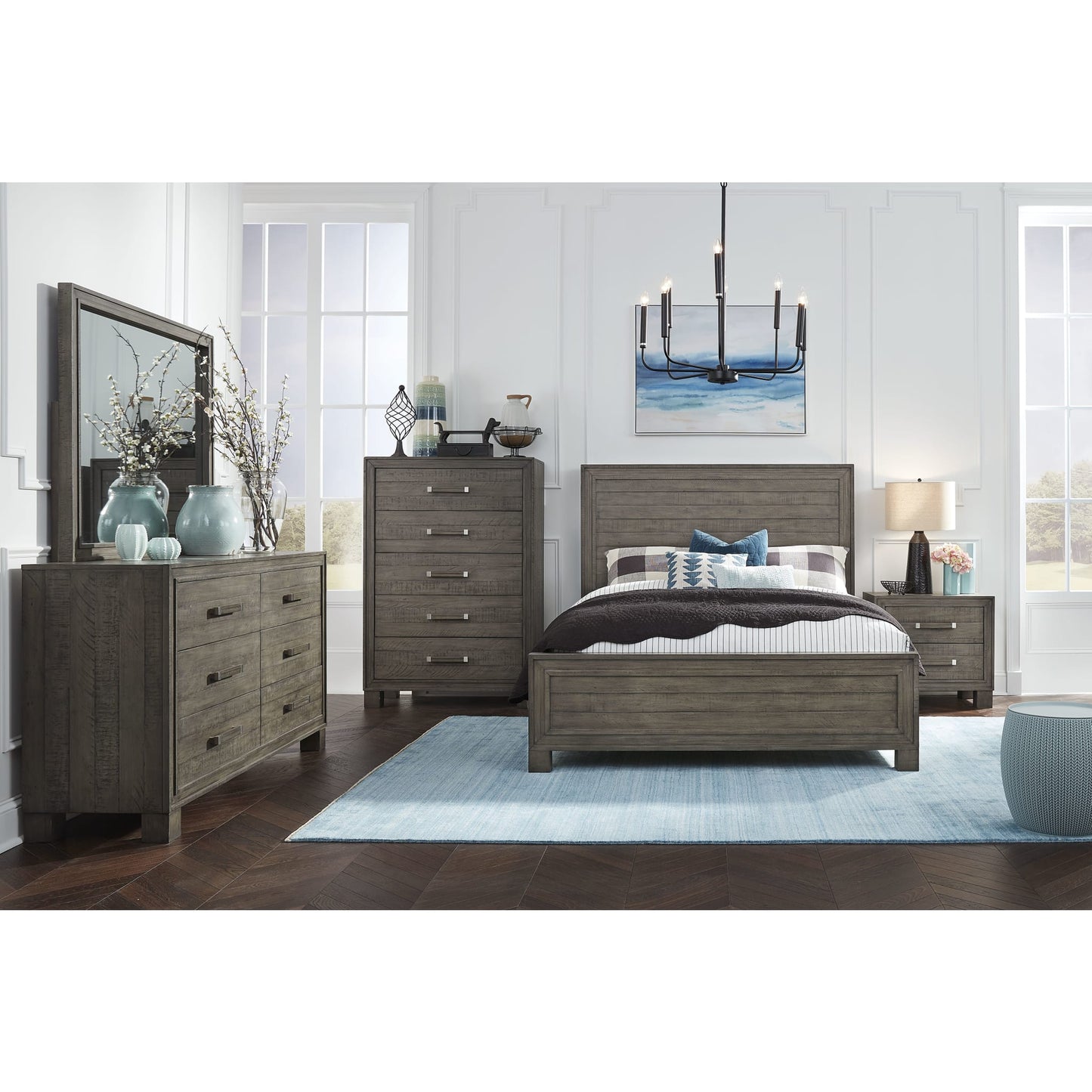 Modus William Solid Wood Panel Bed in Dusty DawnImage 1