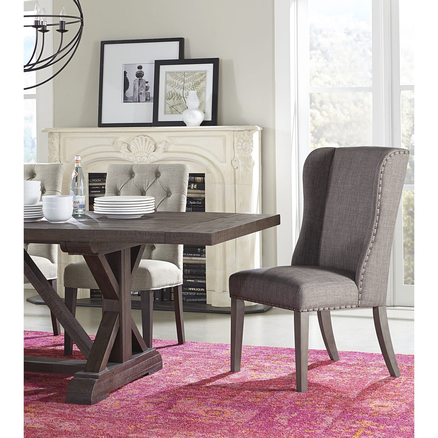 Modus Alex Uhpolstered Wingback Dining Chair in DolphinImage 1