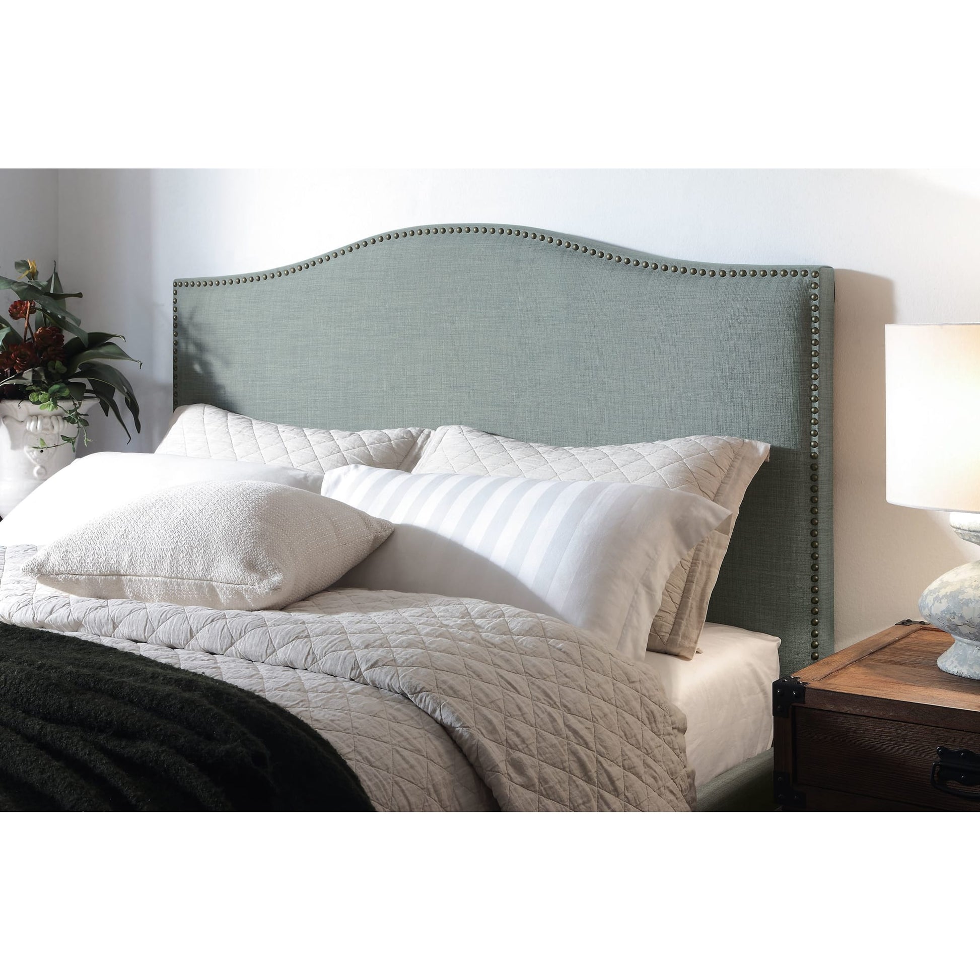 Modus Ariana Camelback Upholstered Headboard in Bluebird LinenMain Image