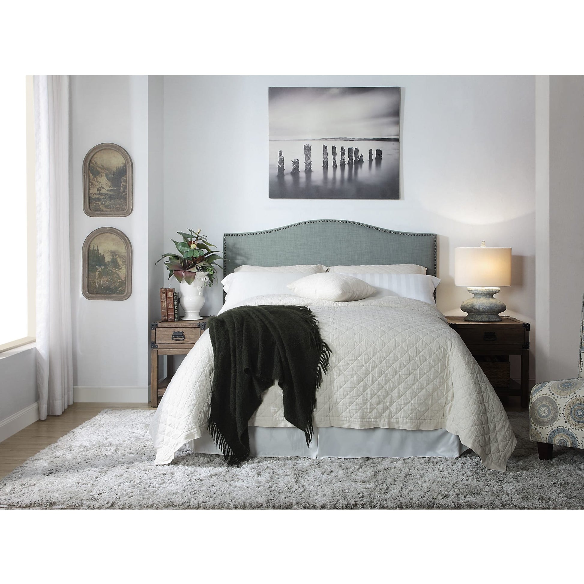 Modus Ariana Camelback Upholstered Headboard in Bluebird LinenImage 1