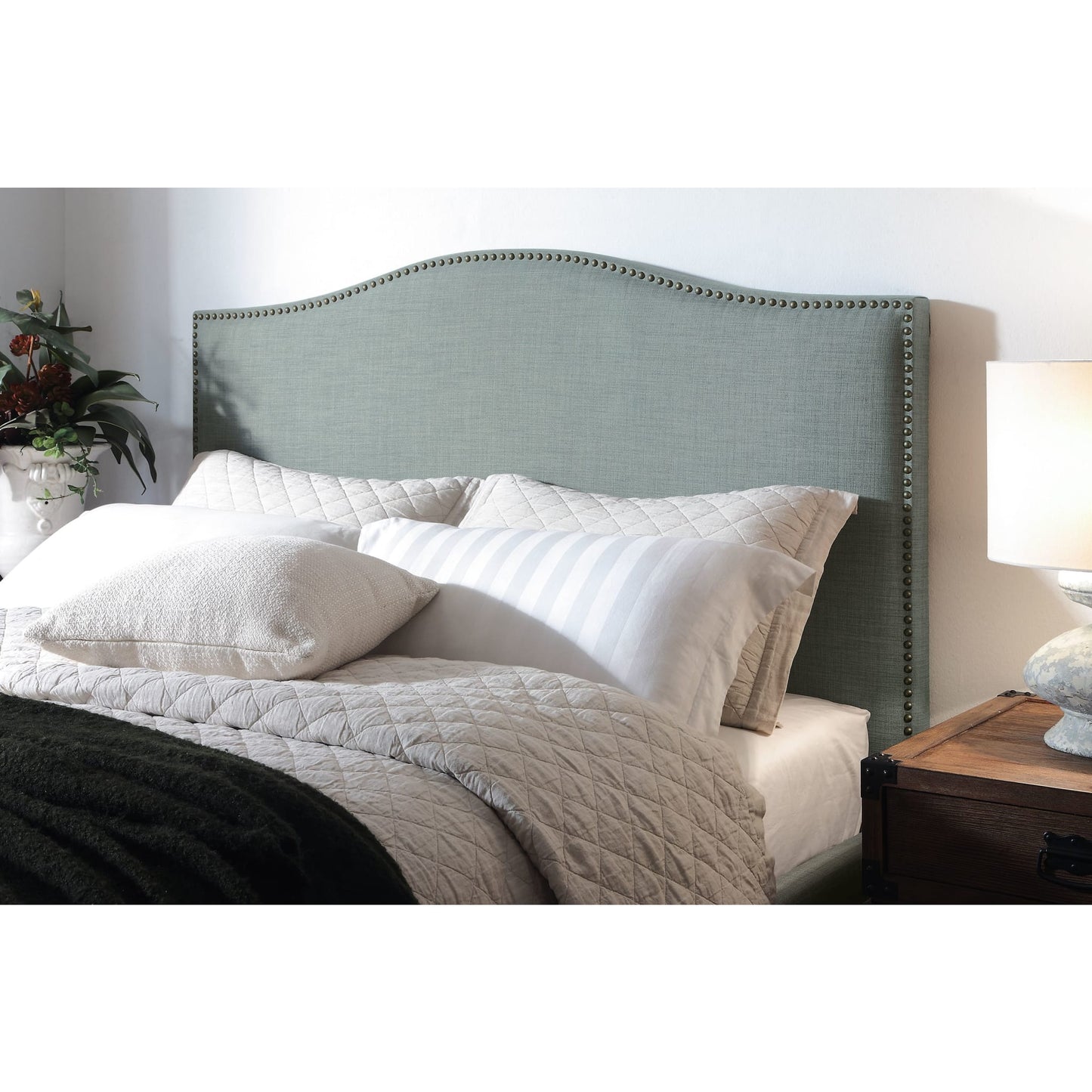 Modus Ariana Camelback Upholstered Headboard in Bluebird LinenMain Image