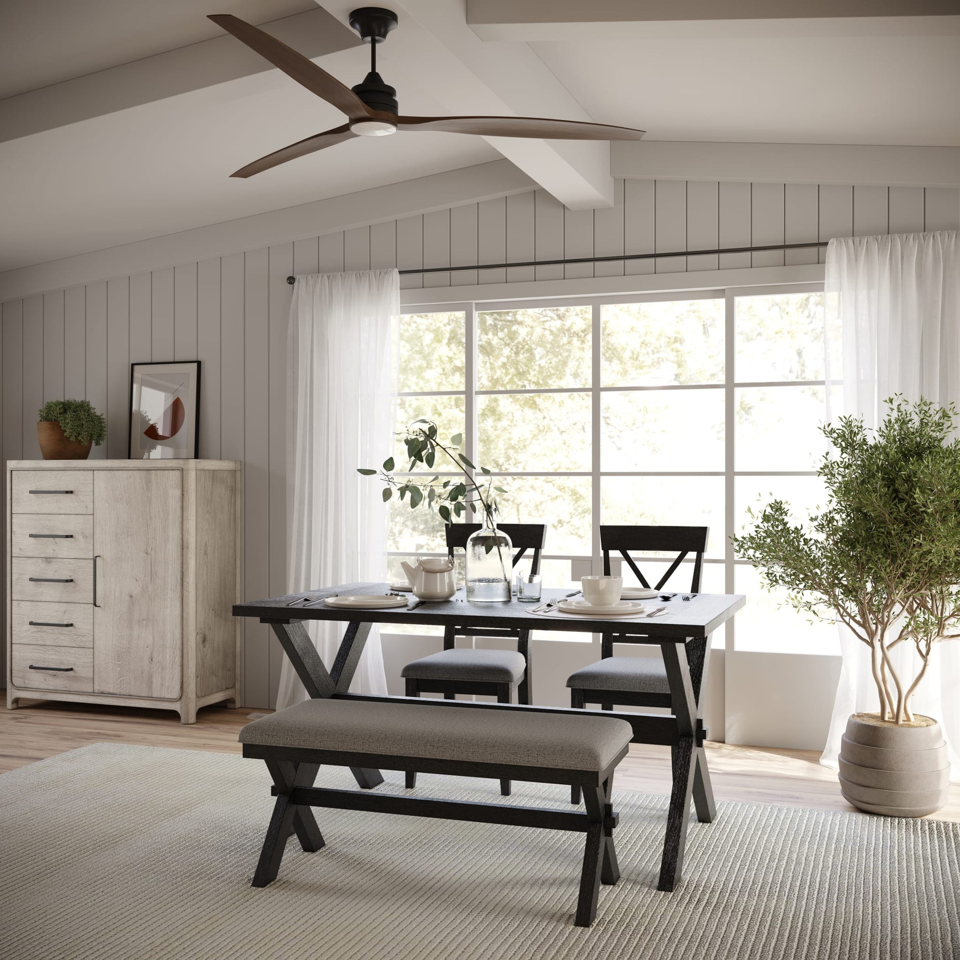 Modus Beauvoir Rectangular Wood Dining Table in Deep AlmondImage 1