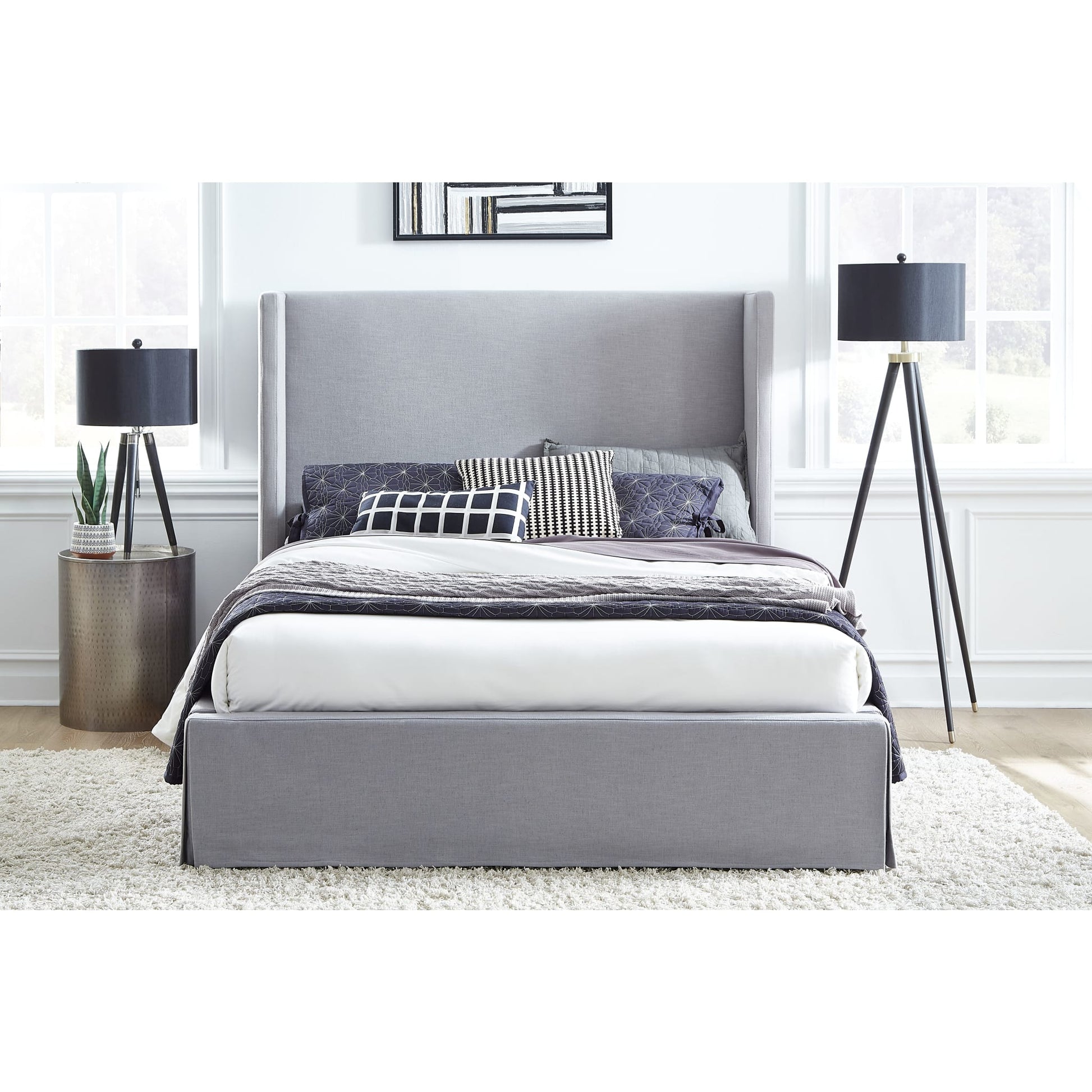 Modus Cresta Skirted Footboard Storage Panel Bed in FogMain Image