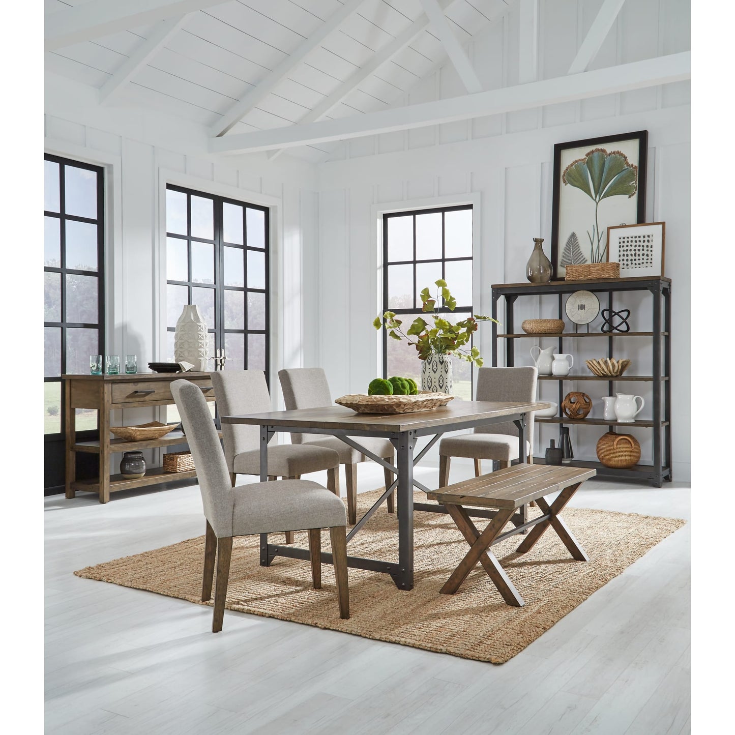 Modus Dubois Reclaimed Wood and Metal Dining Bench in Rodeo Brown and BlackImage 1