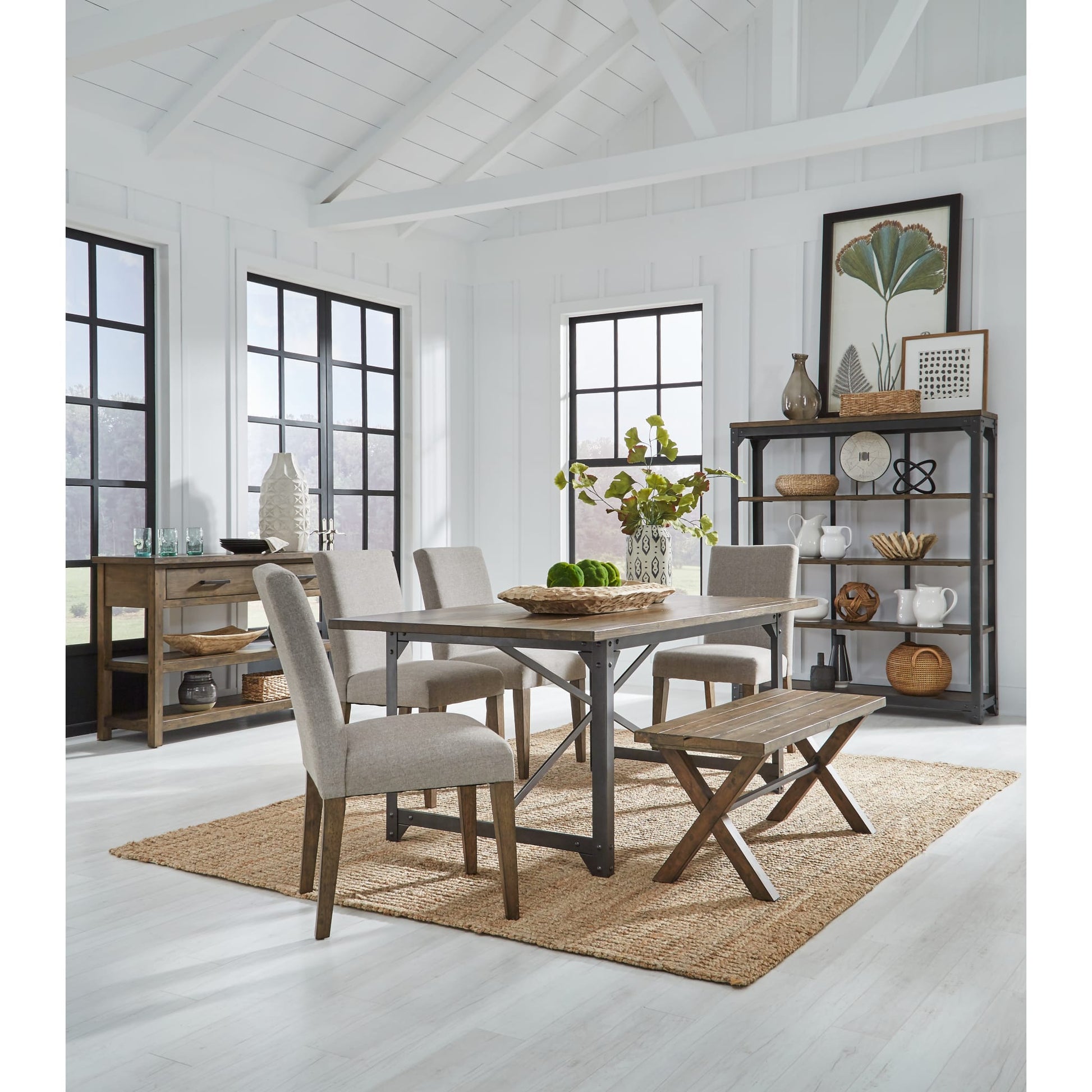 Modus Dubois Reclaimed Wood and Metal Dining Bench in Rodeo Brown and BlackImage 1