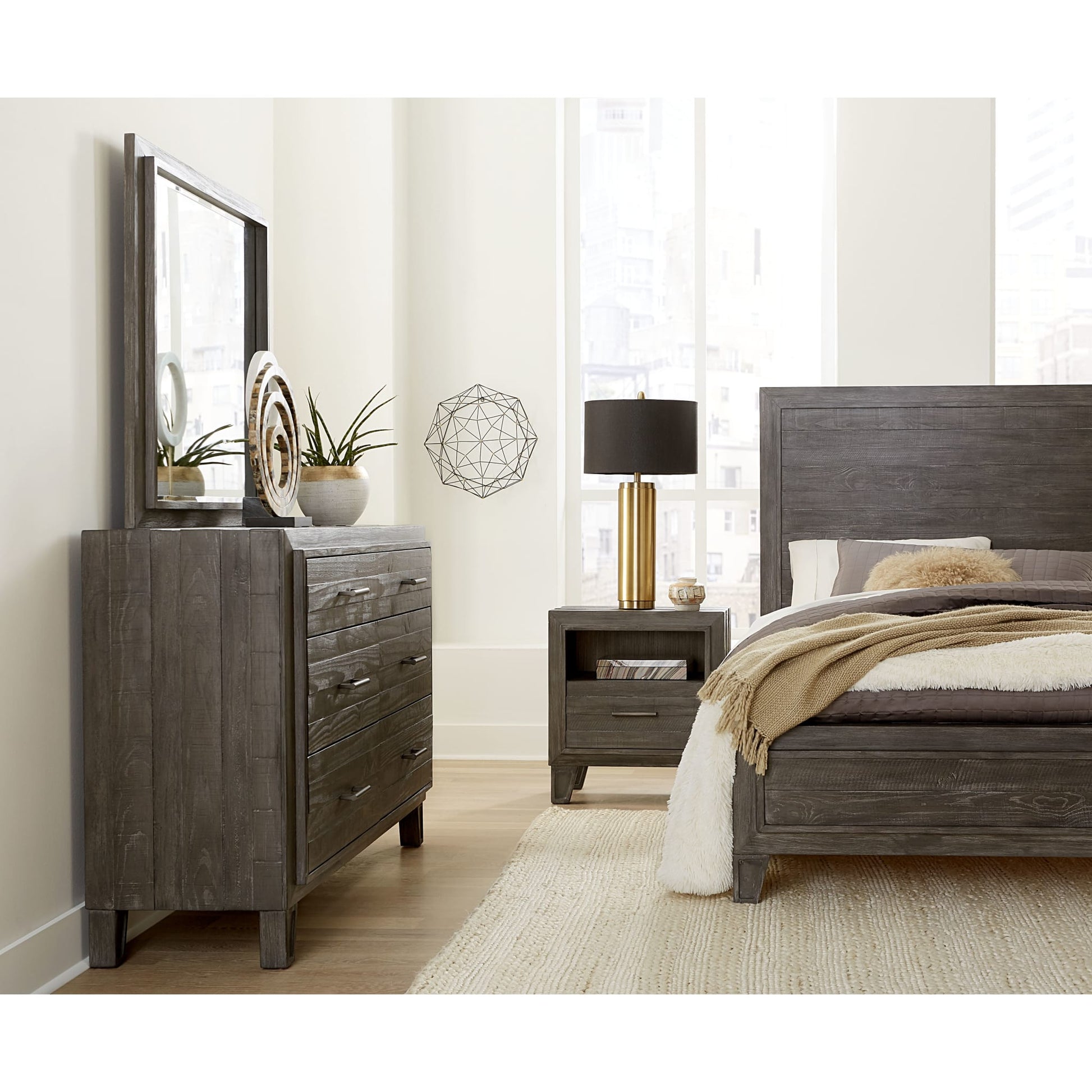 Modus Hadley Solid Wood Panel Bed in OnyxImage 2
