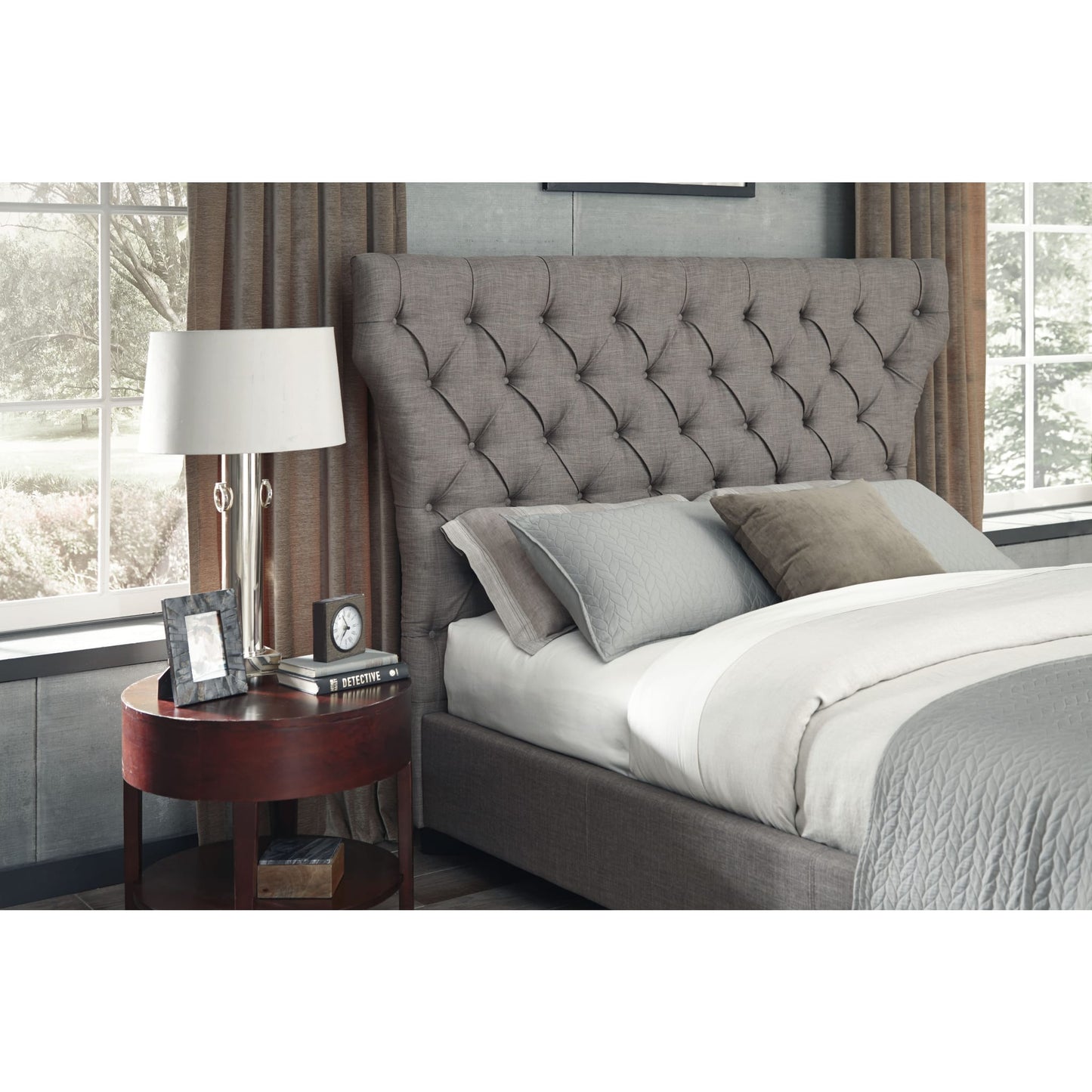 Modus Melina Upholstered Platform Bed in Dolphin LinenImage 2