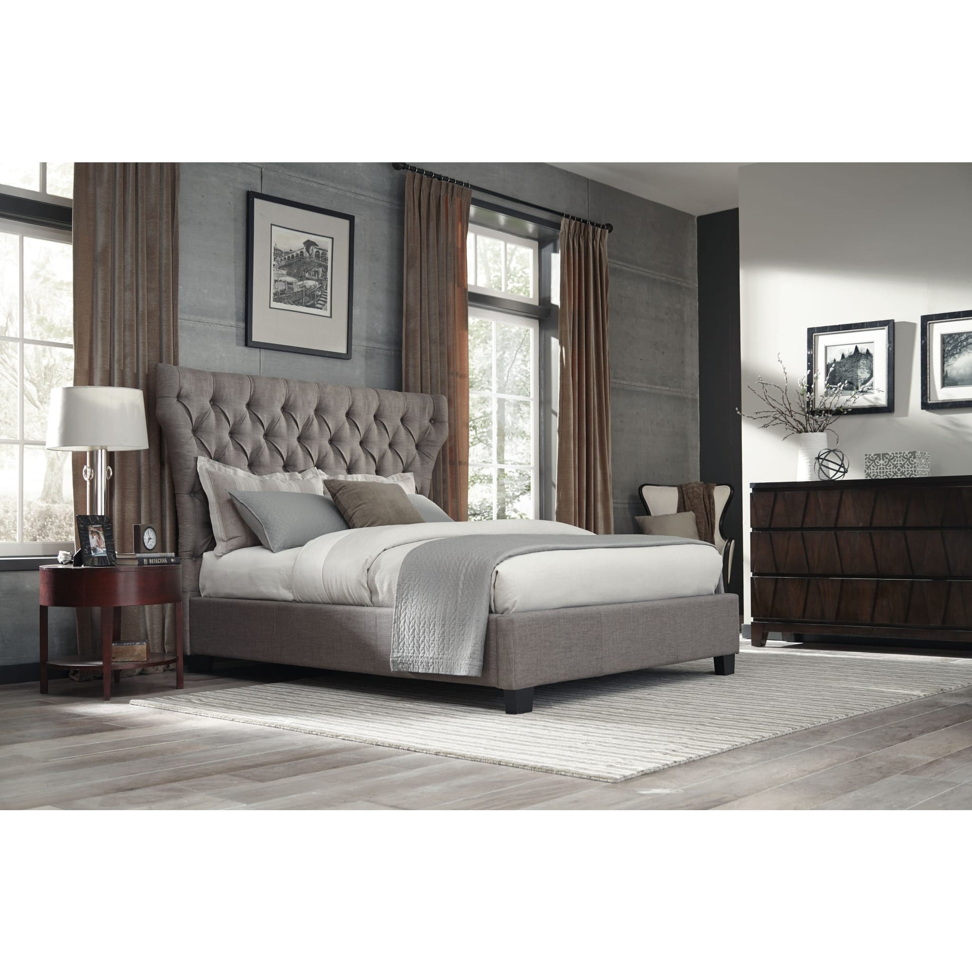 Modus Melina Upholstered Platform Bed in Dolphin LinenMain Image