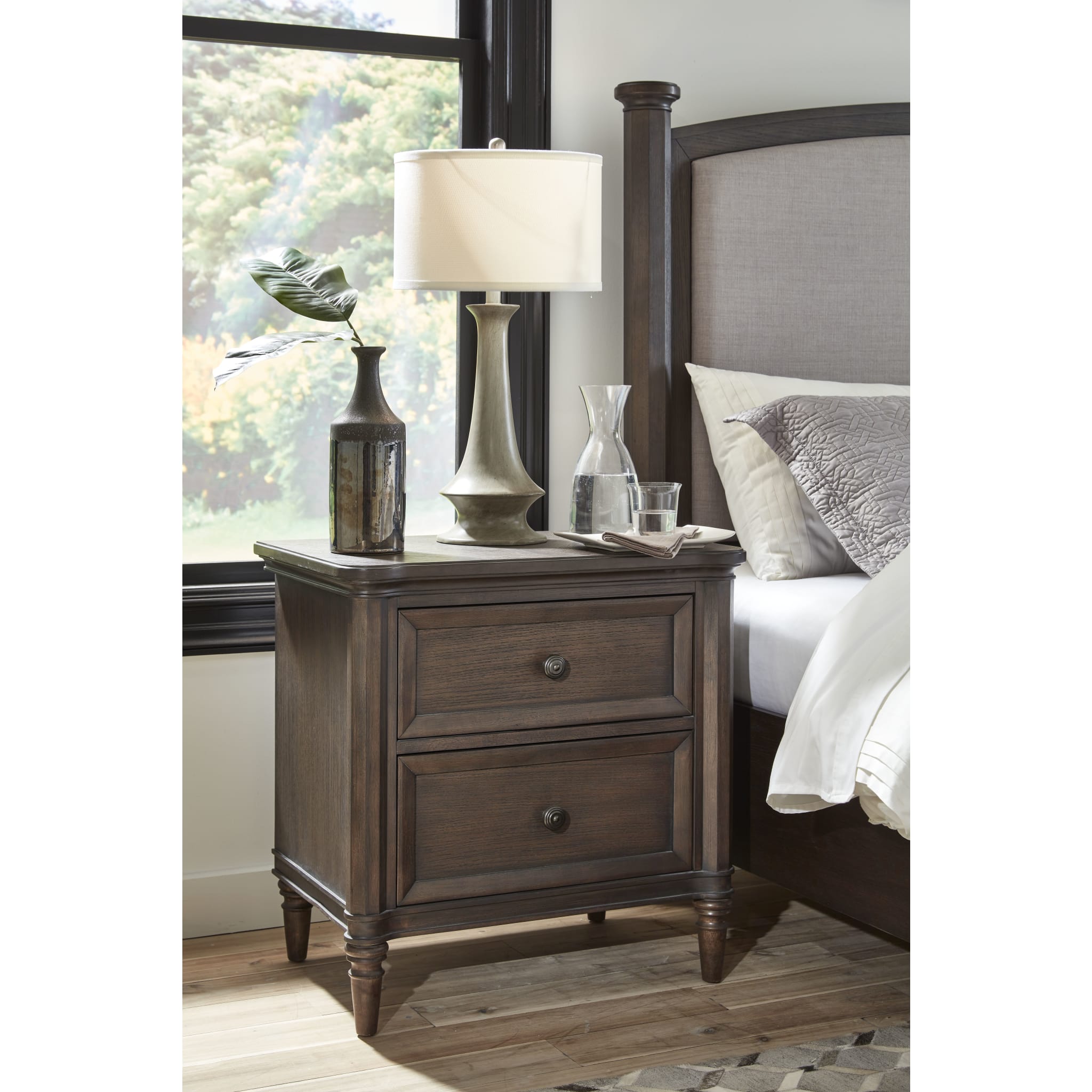 Sophie USB Charging Two Drawer Nightstand in Dark Roast