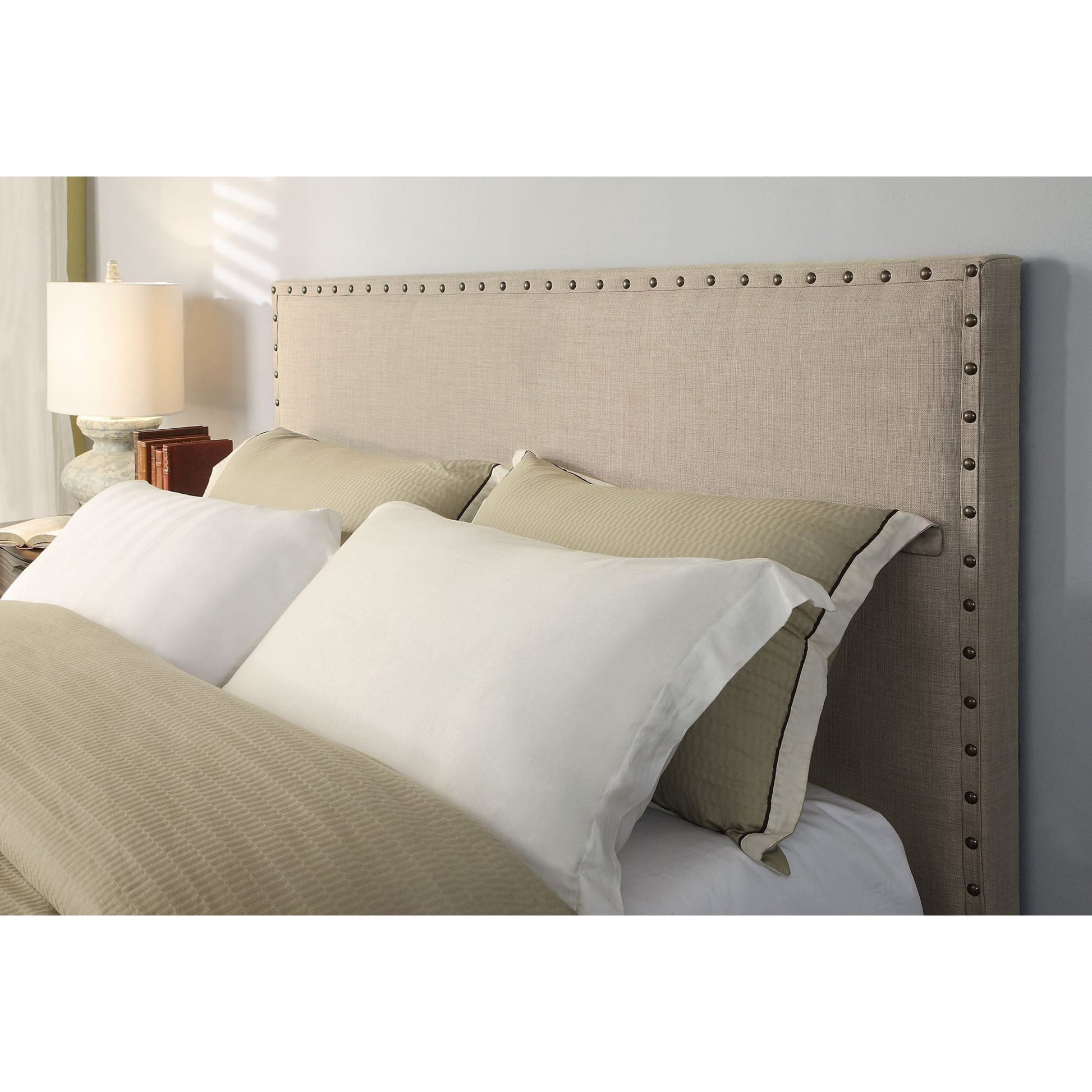 Modus Tavel Nailhead Upholstered Platform Bed in Toast LinenImage 2